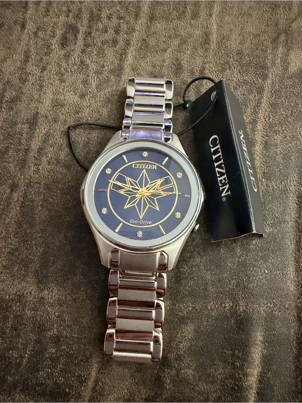 Citizen Silver Bracelet Watch with Blue and Gold Star Dial